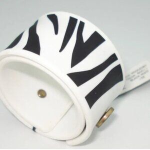 Marc By Marc Jacobs Black and White Zebra Print pattern Slap Bracelet